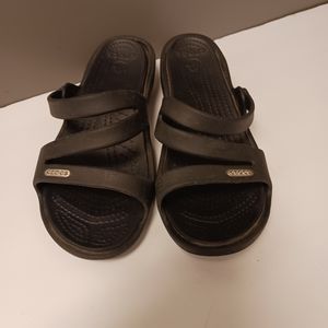 Women's Crocs Sandals. Size 7. Black in color. GUC.